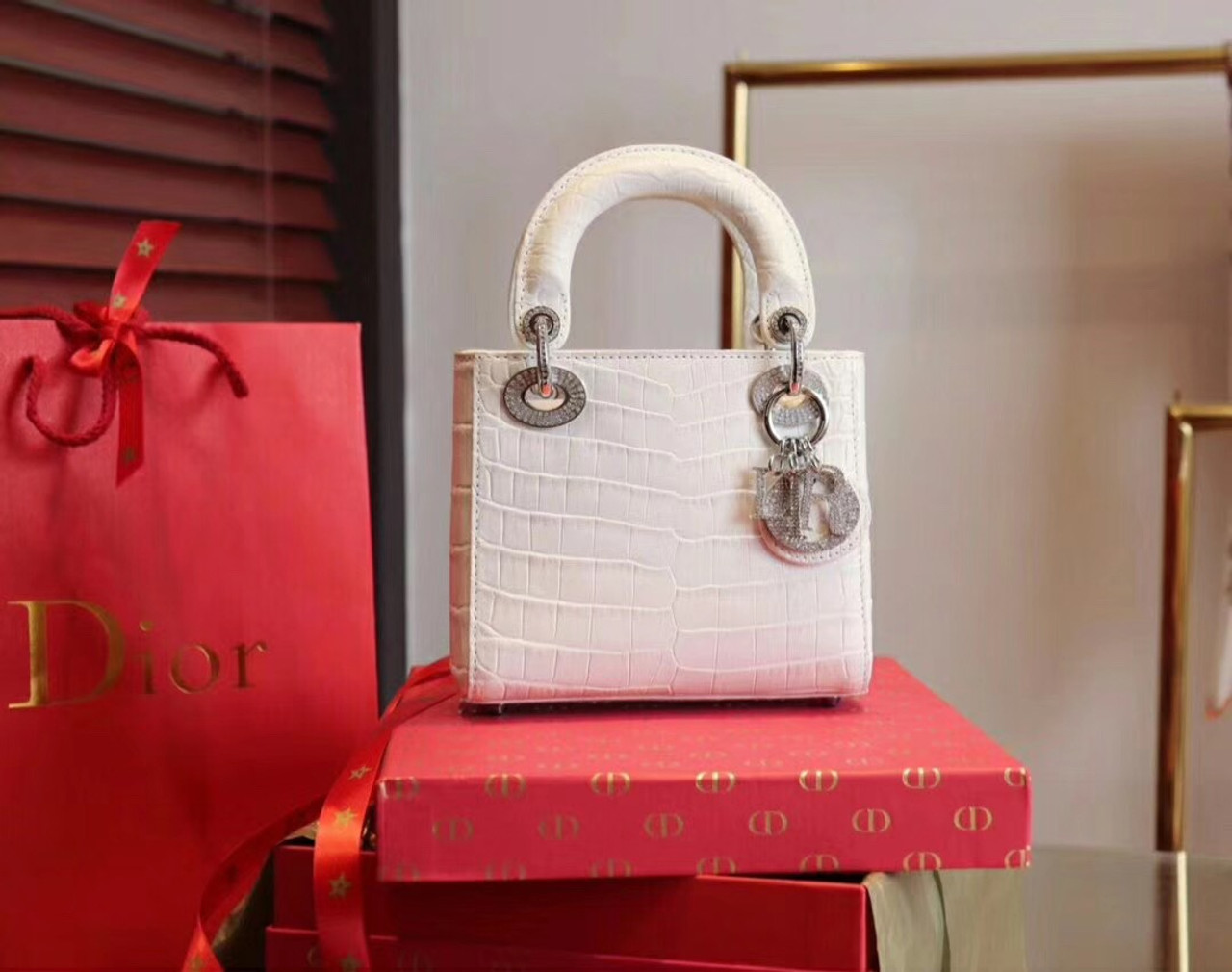 mini lady dior white