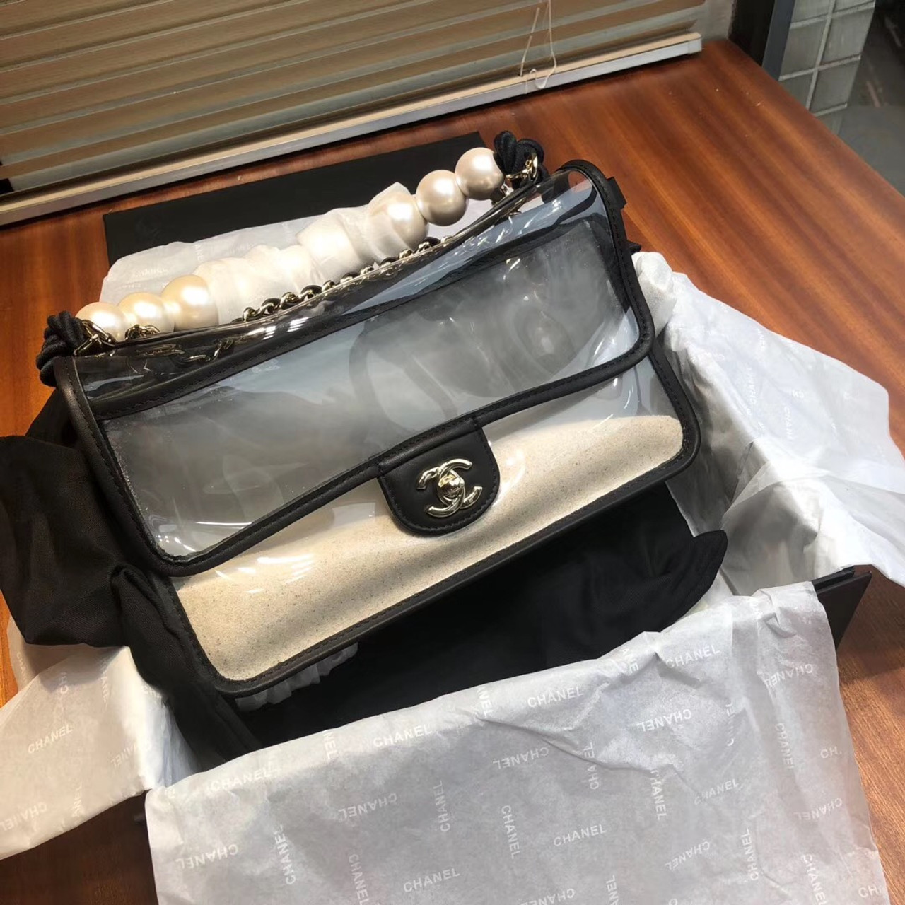 chanel pvc bag with sand