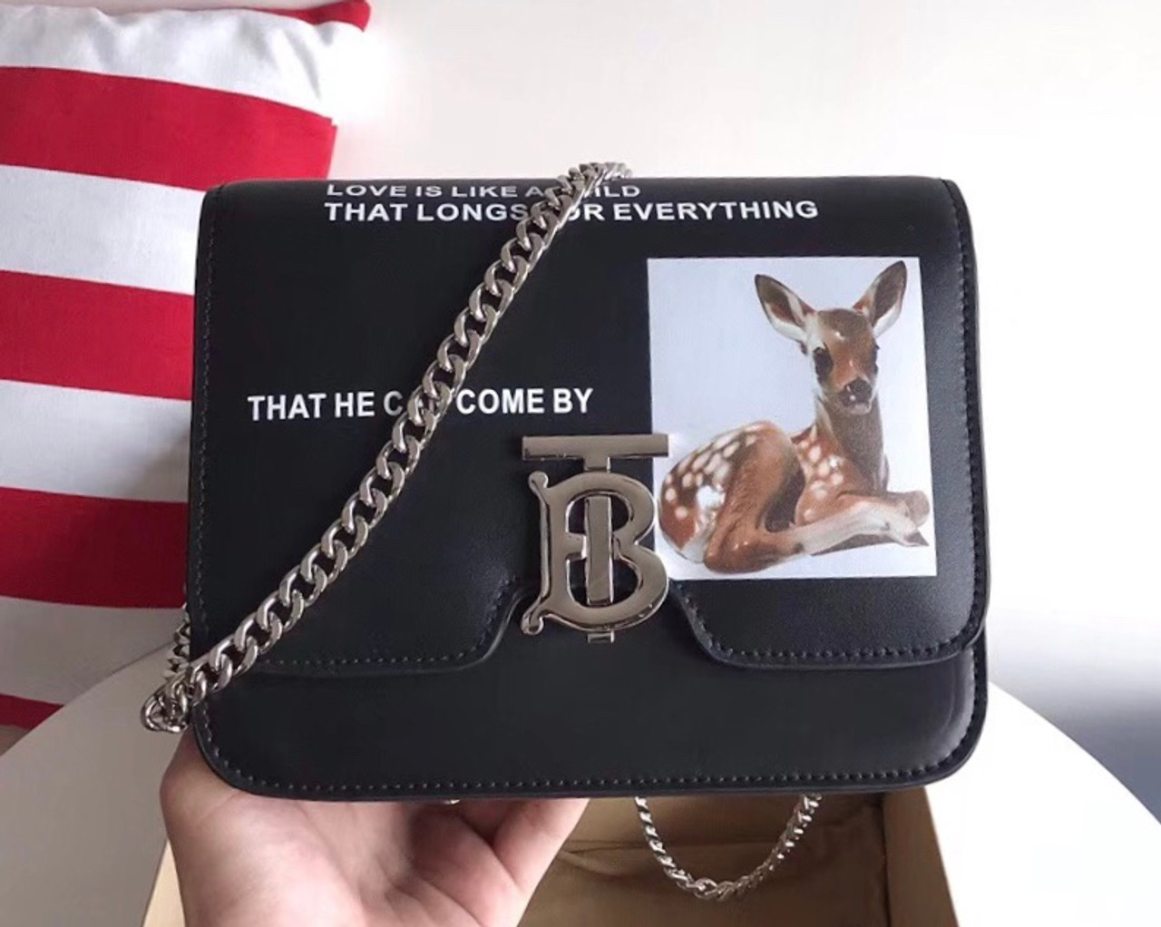 Burberry Small Montage Print Leather TB 