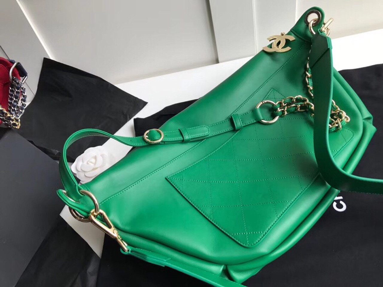 pharrell green chanel bag