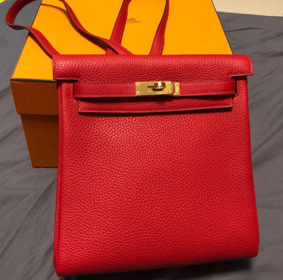 Hermes Kelly Ado backpack Rouge - Bella Vita Moda