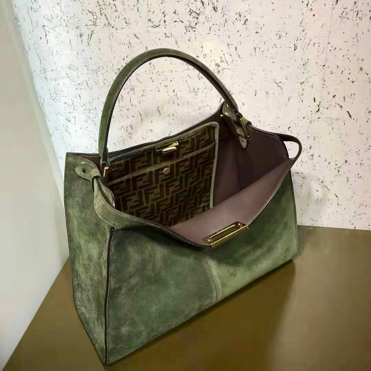 Fendi PEEKABOO X-LITE LARGE Green suede 