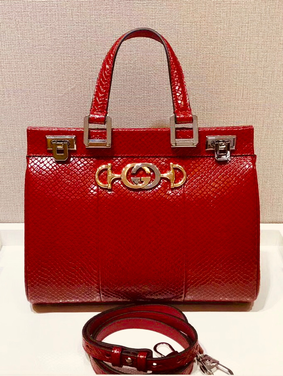 gucci red snakeskin bag