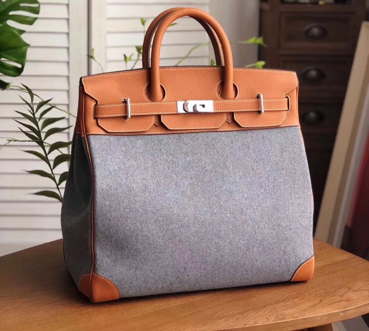 Hermes Birkin 40 Bag HAC Gris Moyen Grey Todoo Feutre Gold Togo Palladium - Bella Vita Moda