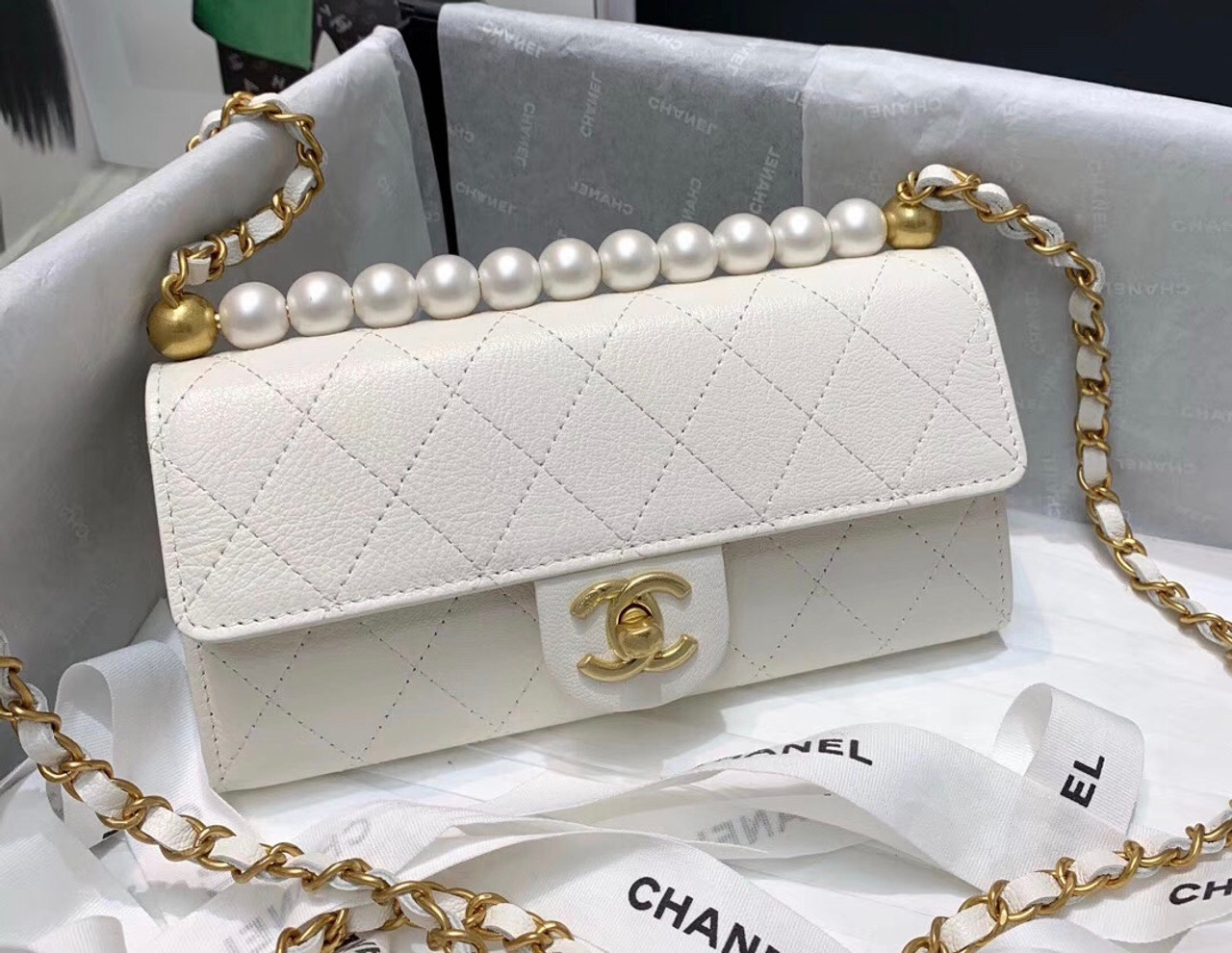 chanel pearl clutch