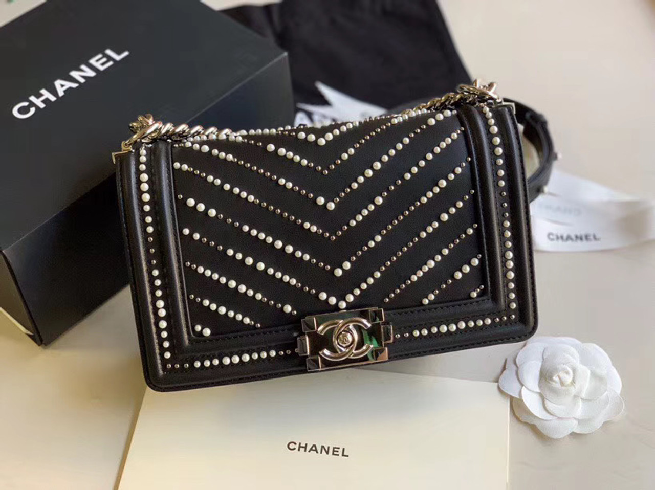 Chanel Classic Vertical Pearl Clutch With Chain, Bragmybag