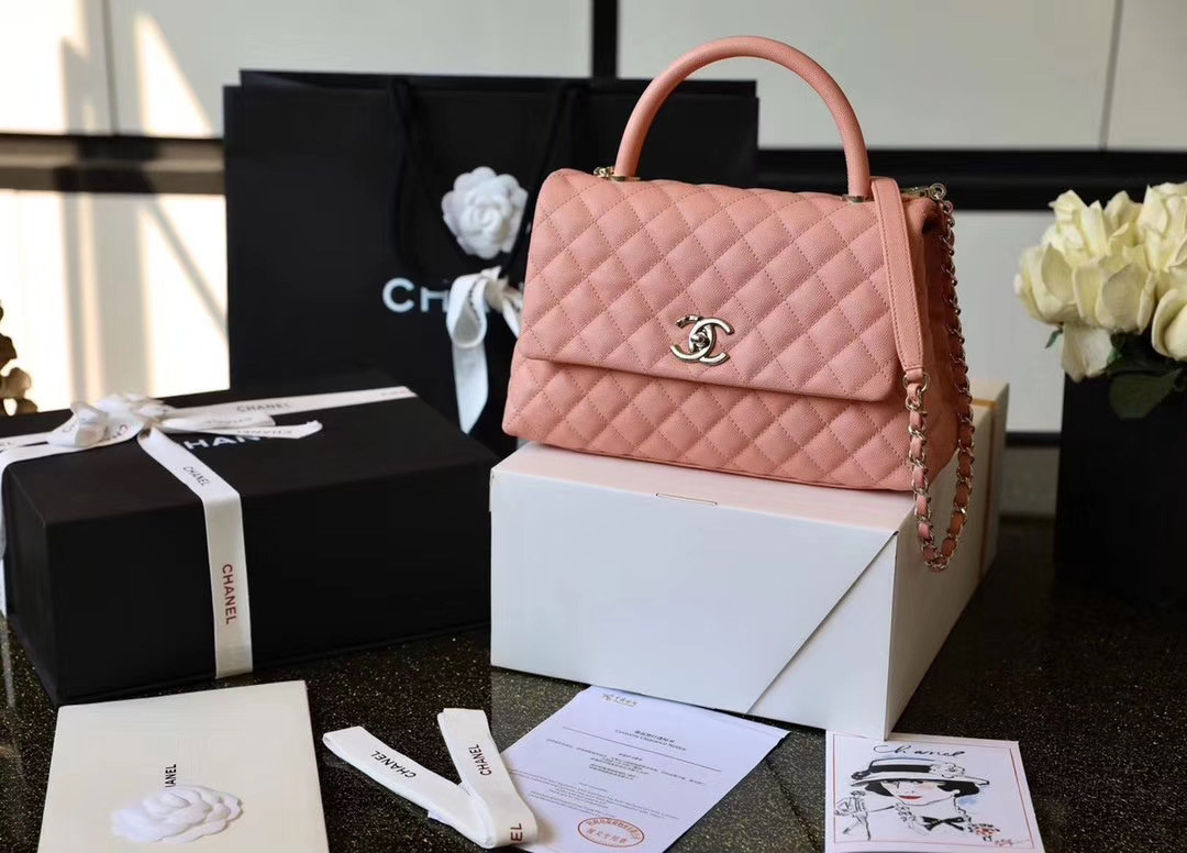 Chanel Small Coco Handle Bag In Calfskin Handle Pink Bella Vita Moda