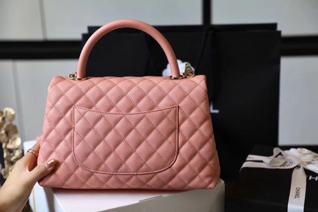 Chanel Small Coco Handle Bag In Calfskin Handle Pink Bella Vita Moda