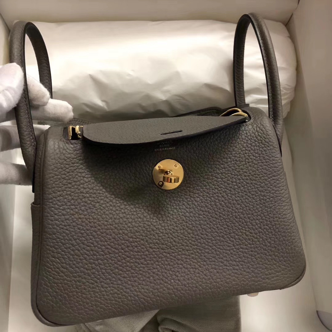 Hermès Mini Lindy 20cm Bag 8F Etain 