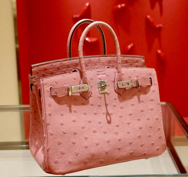 Terre Cuite Birkin Bag Pink Ostrich Hermes 3C Wool White Birkin