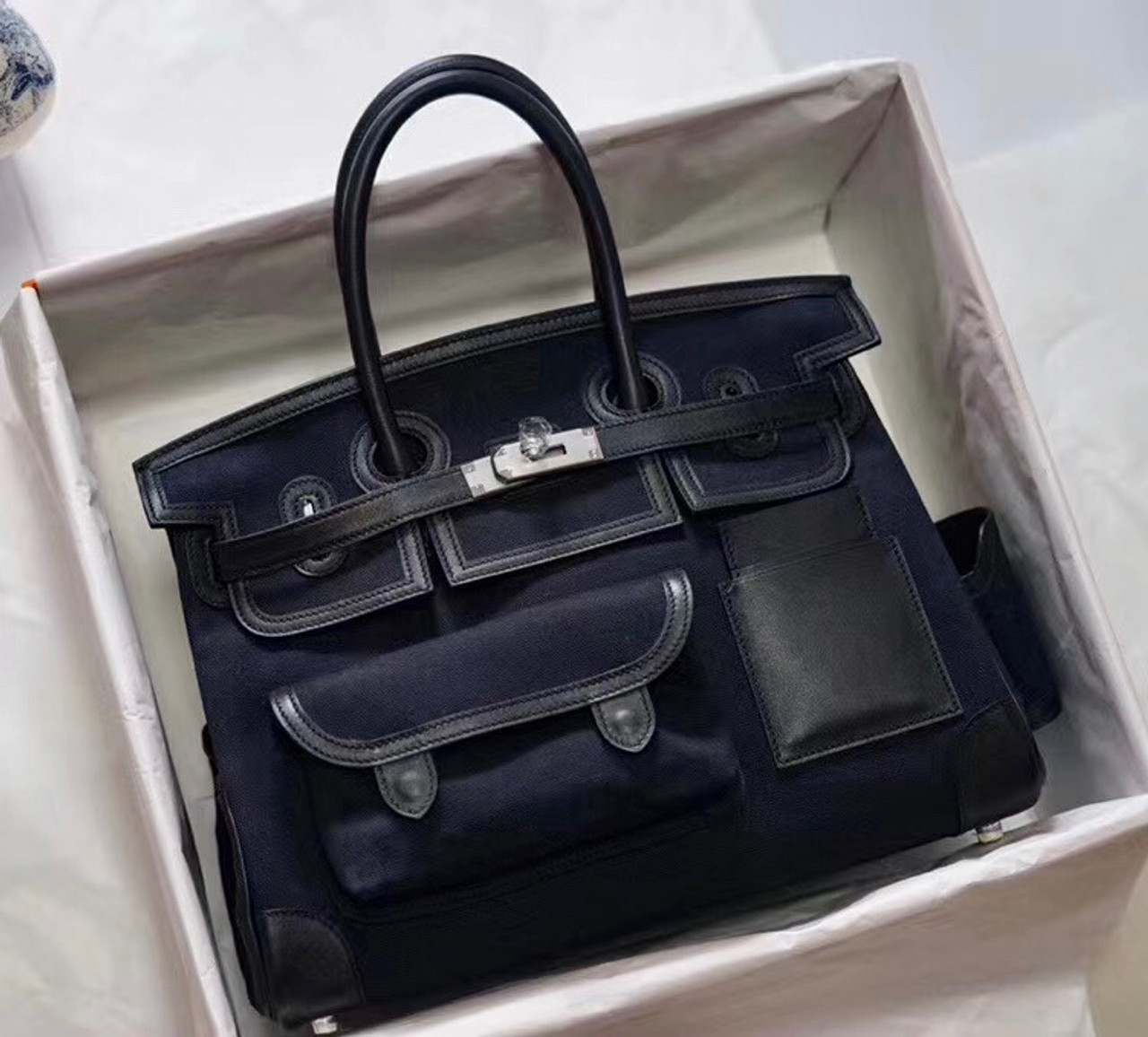 1stdibs Exclusive Hermes Birkin 35cm Cargo Blue Marine Swift and Toile  Canvas at 1stDibs