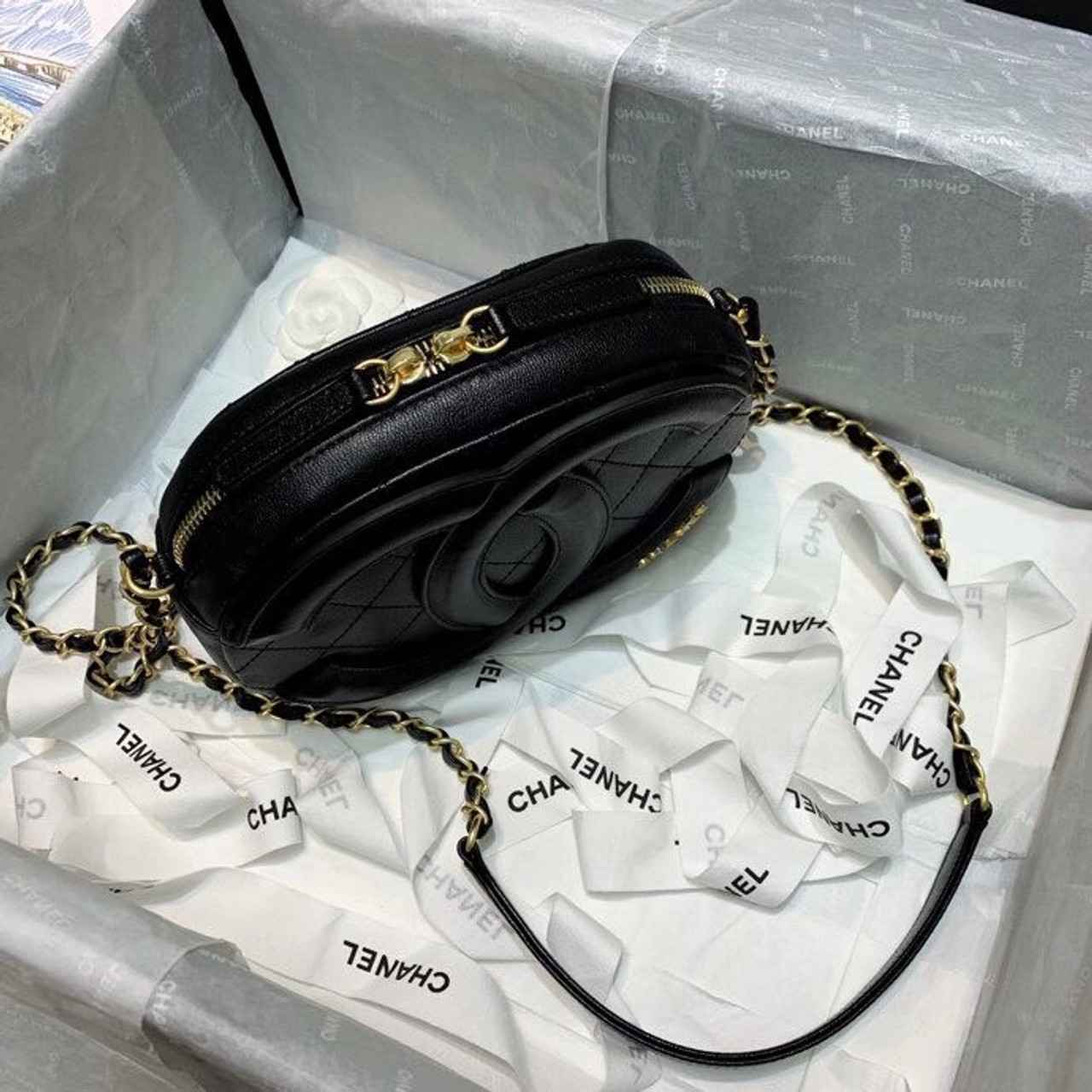 chanel camera bag black