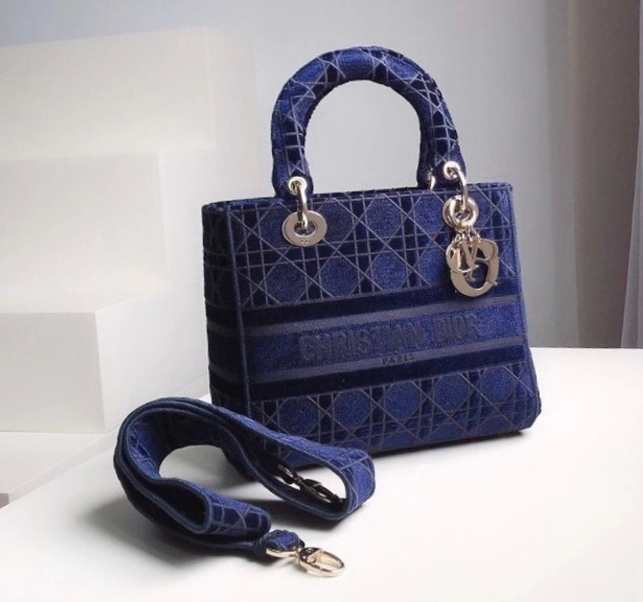 lady dior bag blue