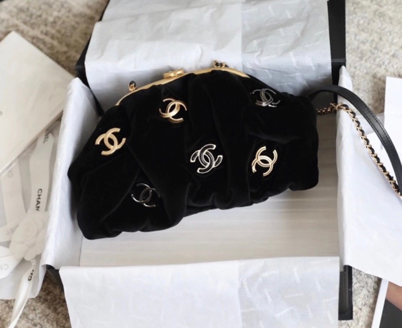 Chanel velvet clutch Clearance
