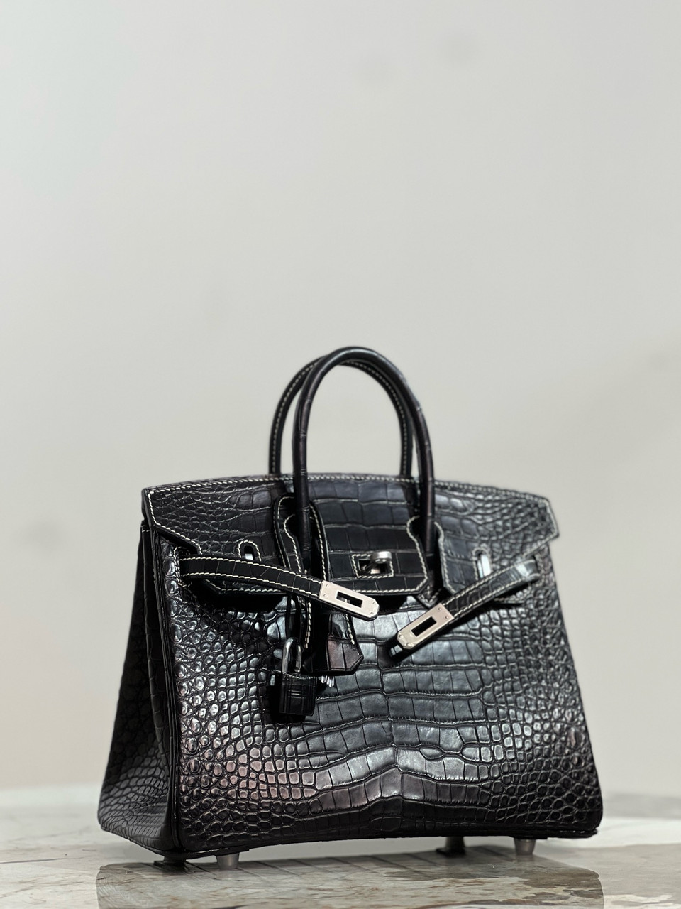HERMES ブラック インフラ 42 Shoulder Birkin 42 JPG Noir Clemence Palladium Plated [I] Stamp