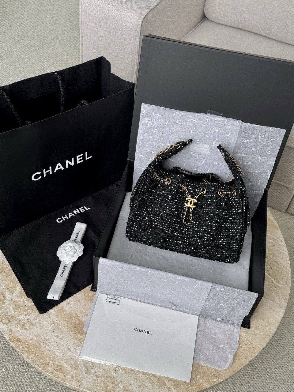 CHANEL 2024/25 Métiers d'art CHANEL 25 Medium Handbag Wool Tweed