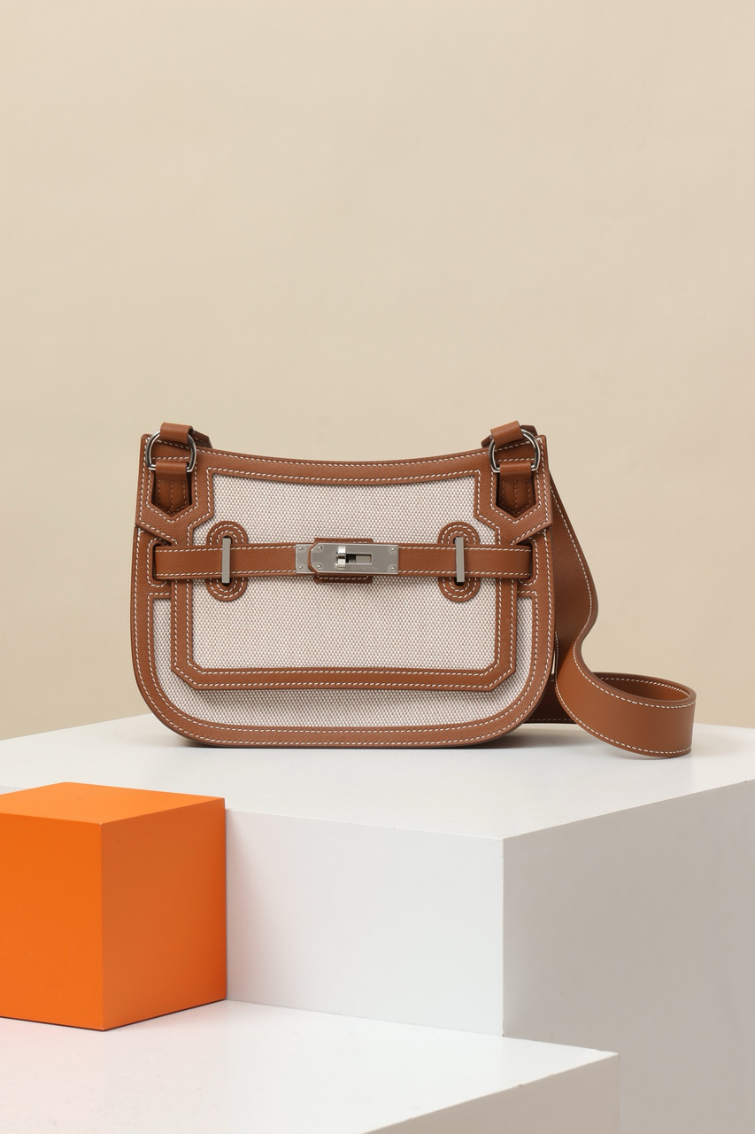 HERMÈS JYPSIERE MINI BAG TOILE/SWIFT LEATHER GOLD - BVPRIVE