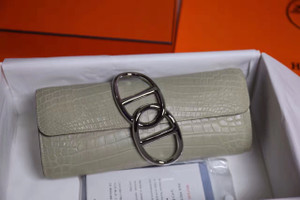 Hermes Egée Clutch Grey Crocodile