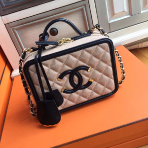 CHANEL CC FILIGREE LARGE VANITY CASE BAG Medium Black/Pink