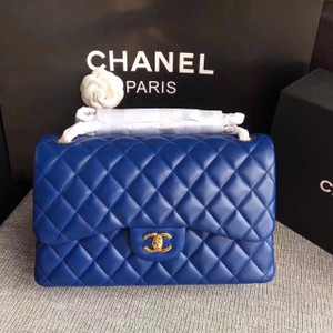 Chanel LARGE CLASSIC HANDBAG Blue Lambskin