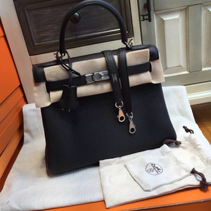Hermès Black Kelly 32 Epsom Palladium Hardware
