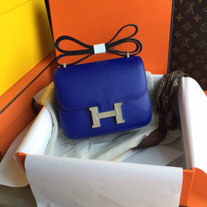 Hermes 7T Blue Electric  Constance Togo leather 18cm Palladium Hardware