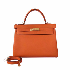 Hermès Orange Kelly 32 Togo Gold Hardware