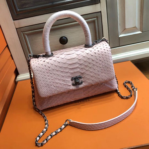 Chanel Pink Python Flap Bag with top handle