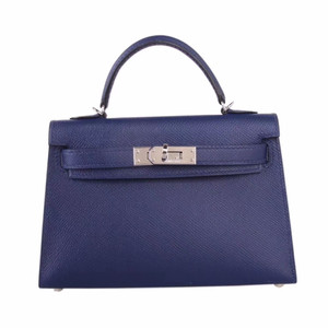 Hermes 73 Sapphire Mini Kelly II 20 Epsom calf Palladium Hardware