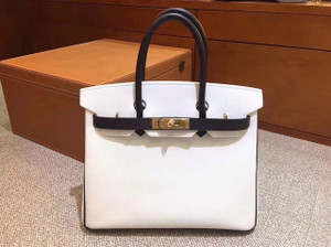Hermes Bi-Colour White/Black Birkin 30 cm Epsom Palladium  Hardware