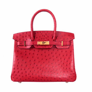 Hermes Rouge Vip  Birkin Bag 25cm KK Ostrich Leather Gold Hardware