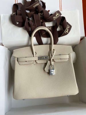 Hermes 10 Craie Birkin Birkin 25cm Togo Palladium Hardware