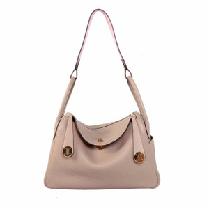 Hermes Gris Tourterelle/ Pink Sakura Lindy 30  Togo Gold HW
