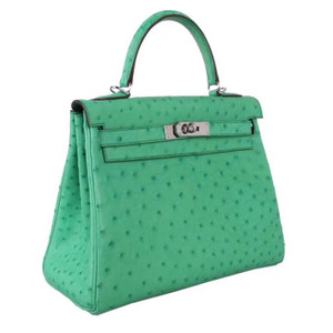 Hermes 6W Menthe Kelly Bag 28cm KK Ostrich Leather Palladim Hardware