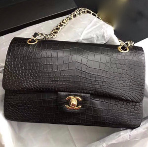 Chanel Black Matte Alligator Classic Flap Bag