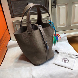 Hermes Etoupe Picotin Lock 18 Togo Leather Bag