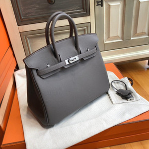Hermes 81 Gris Tourterelle Birkin 25cm Togo Palladium Hardware