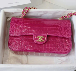 Chanel Fuchsia  Shinny Alligator Classic Flap Bag