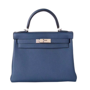 Hermès 73 Blue Sapphire Kelly 28 Epsom Palladium Hardware