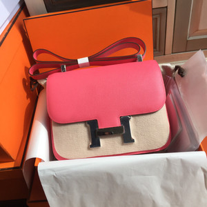 Hermes Rose Lipstick Constance 24 Epsom bag with Palladium Hardwares
