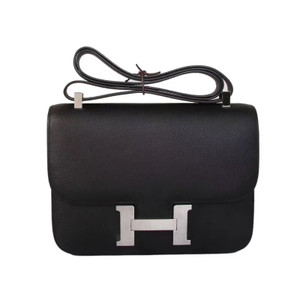 Hermes Black Constance 24 Epsom bag with Palladium Hardwares