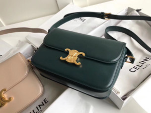 Celine MEDIUM TRIOMPHE BAG IN SHINY CALFSKIN GREEN