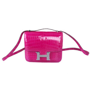 Hermes J5 Rose Scheherazade 18 Constance  Niloticus Crocodile with Palladium Hardware