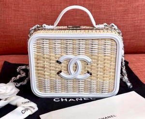 Chanel  Rattan Vanity Case White