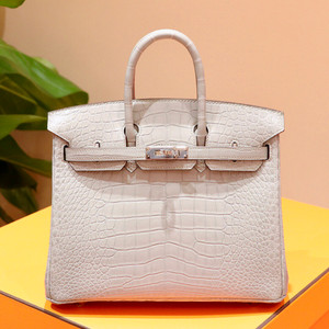 Hermes Special Order Birkin 25cm Matte Alligator 8U Glacier Bleu / L3 Rose pourpre with Palladium hardware