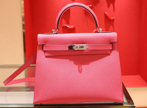 Hermès 8W Rose Azalee  Kelly 28  Epsom Palladium Hardware