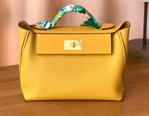Hermes Kelly 24/24 Amber Swift & Togo Leather with Gold Hardware