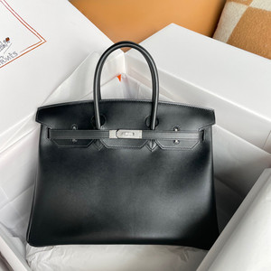Hermes Birkin 35 Bag Black Rare Box Leather Palladium Hardware