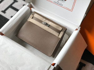 Hermes Etoupe Kelly Danse Bag Swift Leather Palladium Hardware