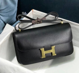 Hermes Constance 25cm Black Box Leather Shoulder Bag